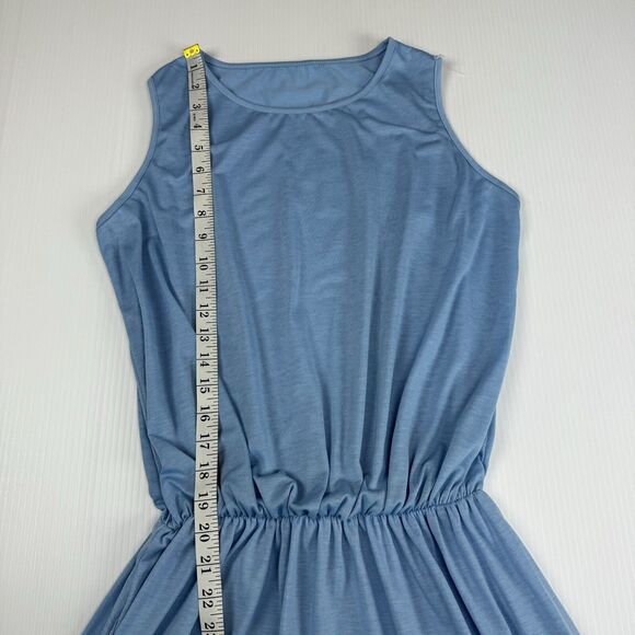 Women’s Light Blue Maxi Dress Sleeveless Side Slit Size M Lightweight - Picture 8 of 10